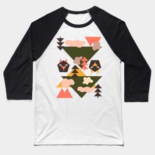 Wolf Nature Geometric Pattern Baseball T-Shirt